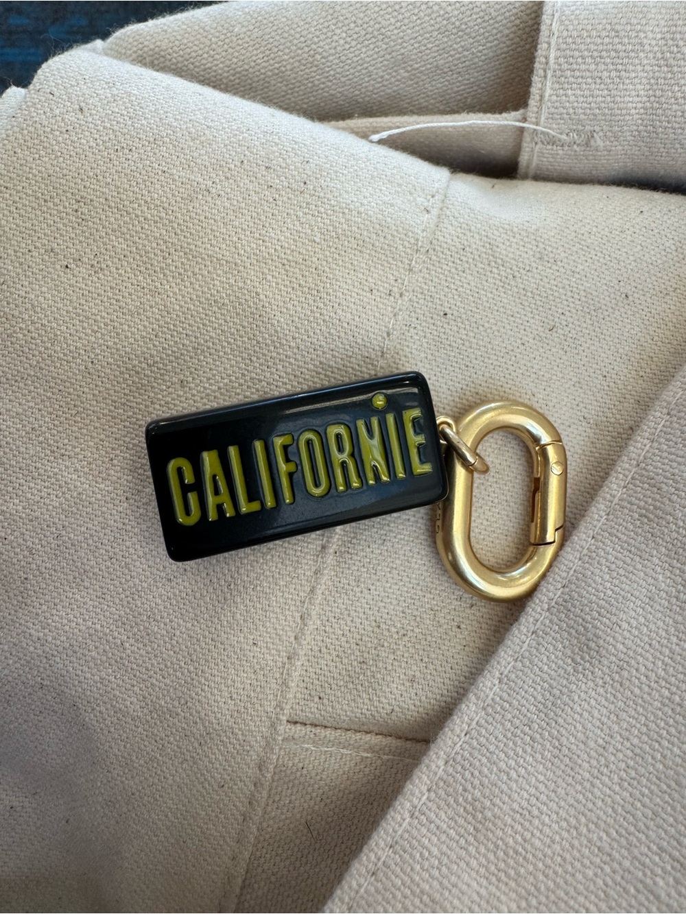Clare V. CALIFORNIE Black & Gold Keychain Charm